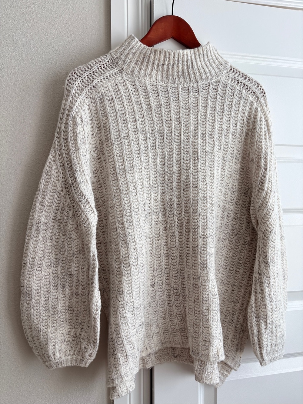 Anthropologie Pilcro Textured Tunic Sweater Cream cozy Wool Blend M - Picture 7 of 13